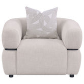 Jeanette Fabric Upholstered Round Arm Accent Chair Beige